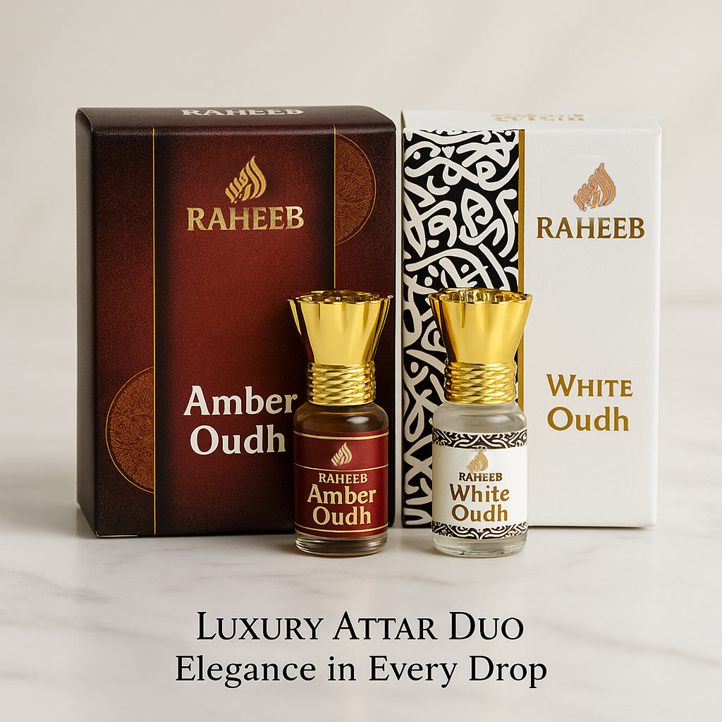 RAHEEB PREMIUM's LUXUARY ATTAR DUO - AMBER OUDH & WHITE OUDH ATTAR